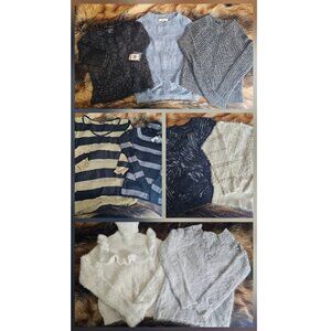 Metallic Fuzzy Furry Sweater Lot of 9 Ann Taylor Loft INC Black Rivet Say What